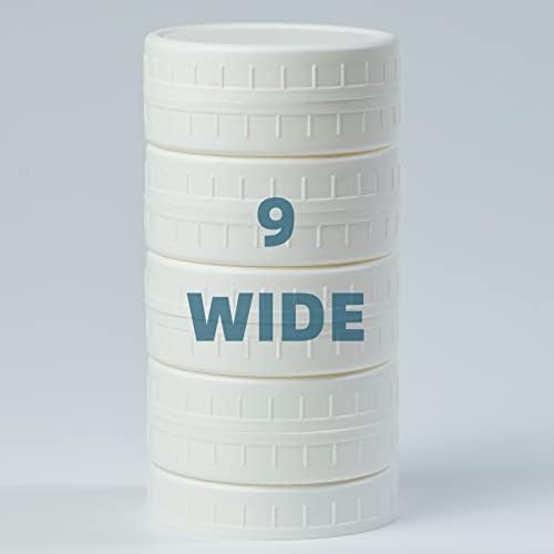 Bedgeta 9 Опаковки Модернизирана Бели Капачки за Буркани Mason с Широко Гърло и Силиконови Пръстени, Пластмасови