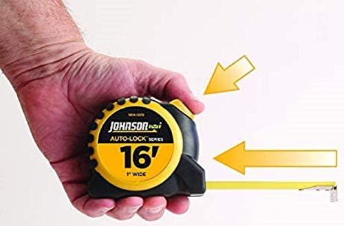 Johnson Level & Tool 1804-0016 Сила лента с автоматично заключване, 16 инча, Черно / Жълто, 1 на Лента