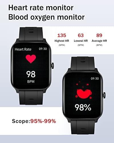 Smart-часовници, съвместима с телефони iPhone, Android 2022, 1,7 цолови Часовници за мъже и Жени, IP68 Водоустойчив фитнес следи с Кислород в кръвта/монитор на сърдечната честота, ?