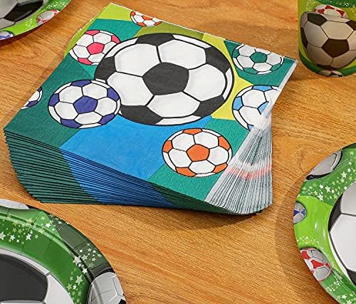 DUOCUTE Аксесоари за футболните партита 102 бр., набор от хартия съдове за детски рожден Ден на тема спорт, включва