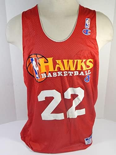 На 1990-те години Атланта Хоукс №22 Пусна Червено и Бяло обучение фланелка DP30050 - Използвана игра НБА