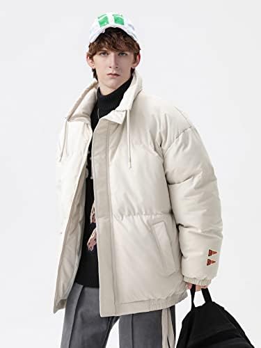 QYIQU Якета за мъже - Мъжката Пуховое палто с заниженными рамене и завязками с цип (Цвят: бежов Размер: X-Large)