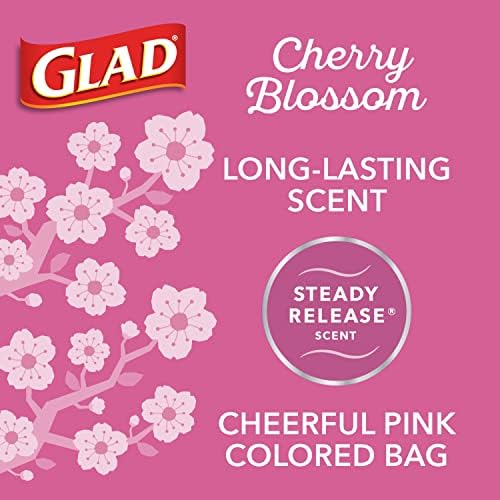 Малките торби за боклук Glad OdorShield с завязками, Торба за боклук с обем 4 Литра, Febreze Cherry Blossom, брой 34 бр. (Опаковка може да варира)