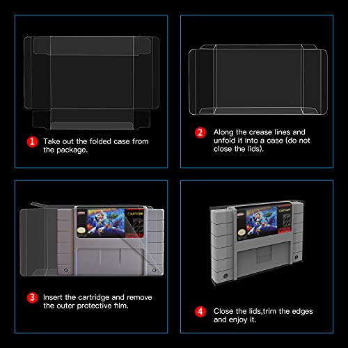 Защитен калъф HIGOPLAY Clear Box за патрон на Nintendo SNES, само за игри USA и PAL, Висококачествен прозрачен пластмасов калъф, устойчив на надраскване Пластмасов калъф, прозрачен к