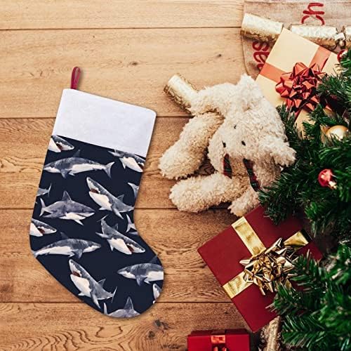 Акварел Коледни Чорапи с Шарките на Акула, Коледни Чорапи, Чанта За Дома, Семеен Коледен Декор