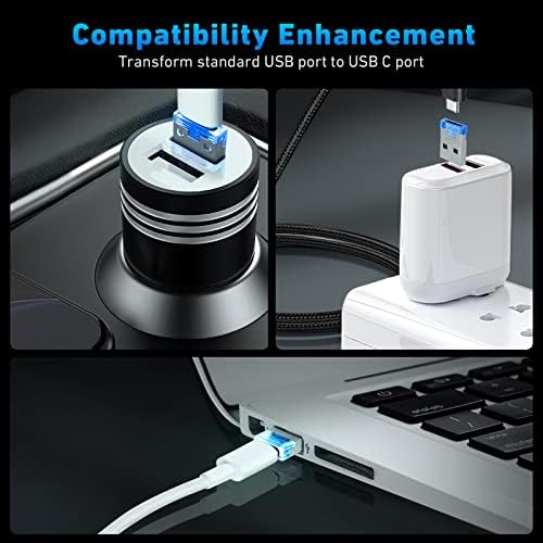 Адаптер USB A за мъжете и USB C за жените, 3 комплект USB адаптер преобразувател Atmosphere Light Type C през USB, Съвместим