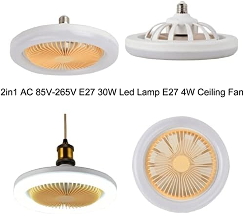 Вентилатори SCDCWW с led подсветка, съвременната умна лампа E27 без остриета, Вълни монтируемая за спалня, офис (Цвят: