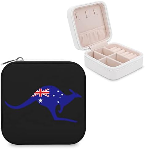 Австралийски Флаг Кенгуру Кутия За Съхранение На Бижута, Изкуствена Кожа Малък Органайзер Кутии Пътен Бижутериен Калъф С Цип
