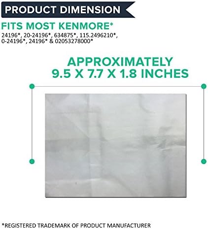 Важна подмяна на прахосмукачка Тъканни вакуумни торби тип B, Съвместими с Kenmore Номер 85003,24196,634875,115.2496210