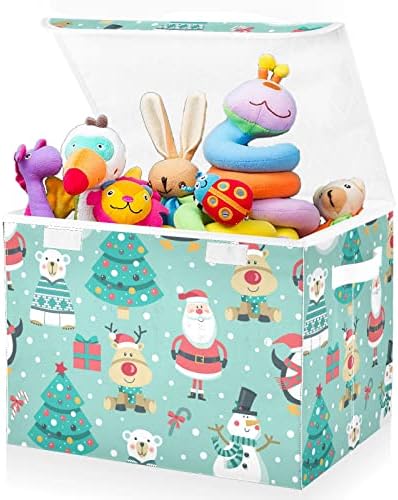 FULUHUAPIN Весели Коледни Елхи, Кутия За съхранение на играчки на Дядо Коледа, Ракла с капак, на 16,5 x12,6x11,8, Твърди
