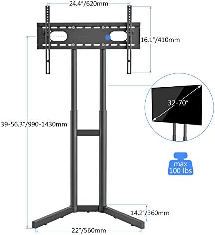 Подова поставка за телевизор Suptek в стената за телевизори с диагонал от 32-70-инчов, с led LCD-екран, Регулируема по височина Количка за телевизор (ML5273-2)