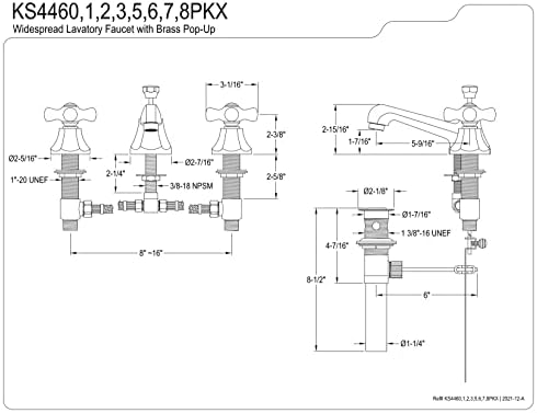 Широко Разпространеният смесител за вана Kingston Brass KS4462PKX Metropolitan с прибиращ източване, 5-1/2 Инча,