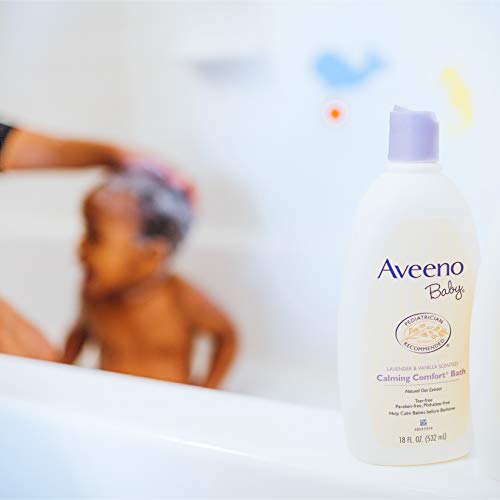Успокояваща вана за къпане Aveeno Baby Comfort с релаксиращи аромати на лавандула и ванилия кучешка кожа, хипоалергенни, 18