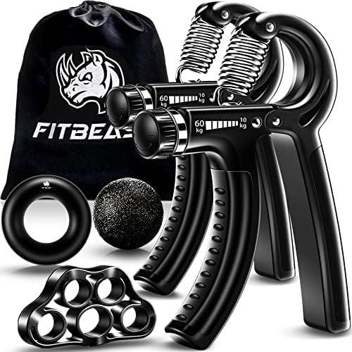 Тренировъчен комплект за укрепване на ръчно заснемане на FitBeast (5 опаковки), 2 * Ръчно заснемане с регулируемо съпротивление, 1 * Тренажор за пръстеновиден улавяне, 1 * Р