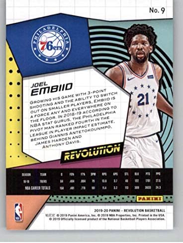 2019-20 Панини Revolution #9 Търговска картичка баскетболист в НБА Джоэла Эмбиида Филаделфия 76-ърс 2019-20