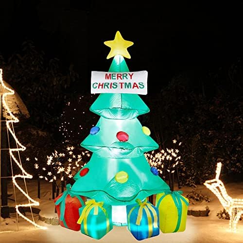 Остров Слава 7 фута Коледни Надуваеми Коледни Декорации, Вградени led Светлини, Надуваеми Коледно Дърво с 4 Подарочными