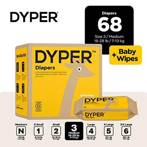 Бебешки пелени от вискоза Dyper от Бамбук Размер 3 + Кърпички | Естествени съставки | Алтернатива плат / ден и нощ|, Изработени от материали на растителна основа * | Са за ?