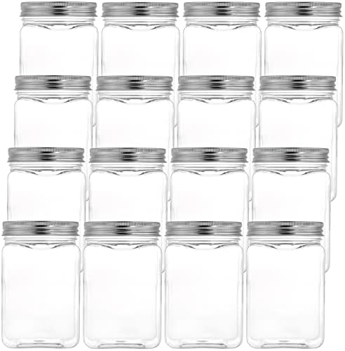 Bekith 16 Опаковки, Прозрачни пластмасови Кутии С Завинчивающимися капаци, Херметически затворени Контейнери до 16 унции за съхранение на продукти, Квадратни Празни Пл