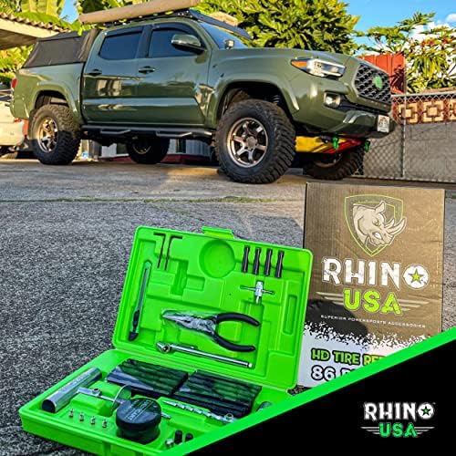 Комплект за ремонт заглушек гуми Rhino USA (86 бр.) Лесно тя премахва пробиви и все още мъниче - Комплект за ремонт на дупки спущенных гуми за автомобили, мотоциклети, atv, UTV