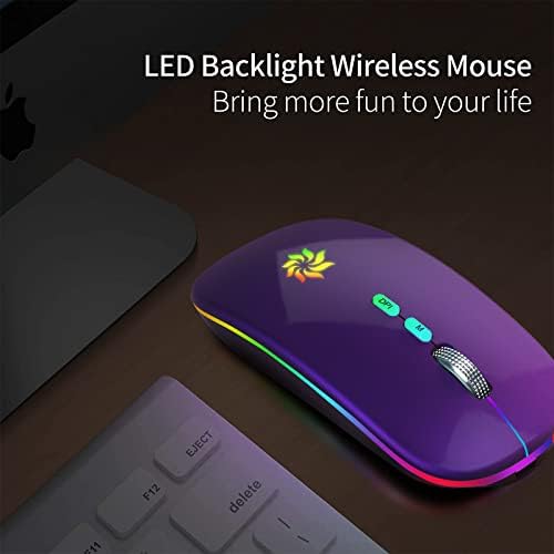 KBCASE Led Безжична Мишка Тънка Тиха Мишка 2,4 G Акумулаторна Безжична Компютърна Мишка Безжична Мишка за лаптоп,