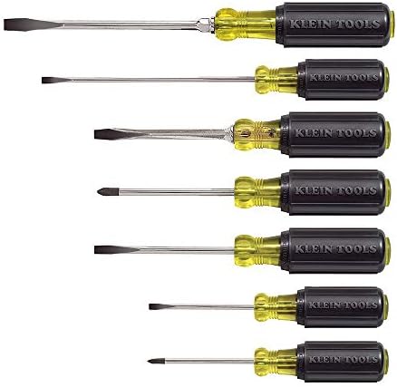 Комплект отвертки Klein Tools 85076, Надлъжни и Кръстообразна Отверка с Нескользящими подложки-Захватами и фитил-Идент, 7 бр.