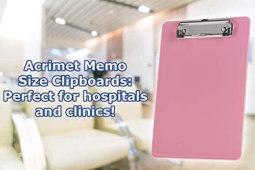 Скоба за бележки Acrimet Clipboard с размер A5 (9 1/4 x 6 5/16) с нисък профил (пластмаса) (обикновен розов цвят) (3
