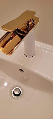 6IX Senses Смесител за мивка с водопад в Банята - Смесител за мивка с един дупка, Миксер с водопад с една дръжка, смесителна Батерия с 1 отвор, Смесители с водопад, Златна п