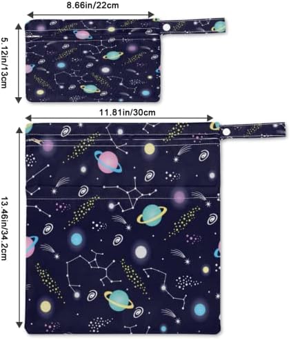 Pardick Space 2 бр Детски Тъканни Чанта за Влажни сушене на Пелените на Съзвездието на Планетата Звездното Небе Водоустойчив