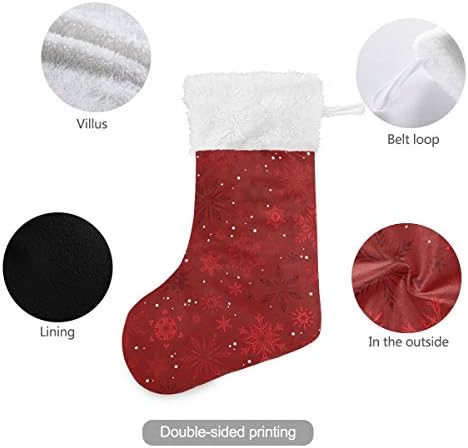 Коледни Чорапи ALAZA, Червени Снежинки, Класически Персонални Декорации за Отглеждане в Голям Размер за Семейна