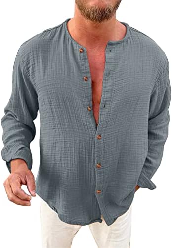 Тениска за Мъже, Модни Однотонная Памучен Блуза, Бельо, Блузи с Дълги Ръкави, Без Всекидневни Удобен Жилетка, Топ