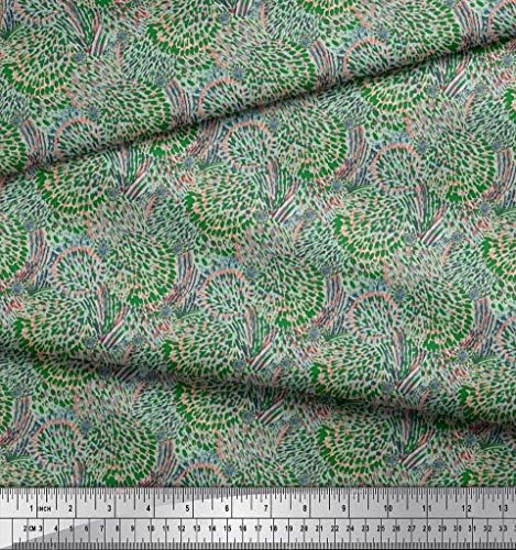 Soimoi Зелен памучен трикотажная плат с абстрактно принтом, плат за бродерия ширина 58 см