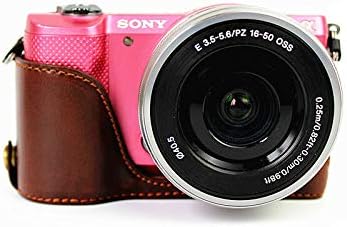 Изкуствена Кожа Половината Фотоапарат Калъф Чанта Кутията С Долен Отвор Версия за Sony Alpha a5100 a5000 ILCE05100 ILCE5000