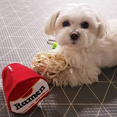 Мек плюшен играчка за кучета Woof2 Японски Ramen - Дантела за юфка с джобове за попълване хранене /предложения за интерактивно забавление за кучета, Звук Шуршащей хартия