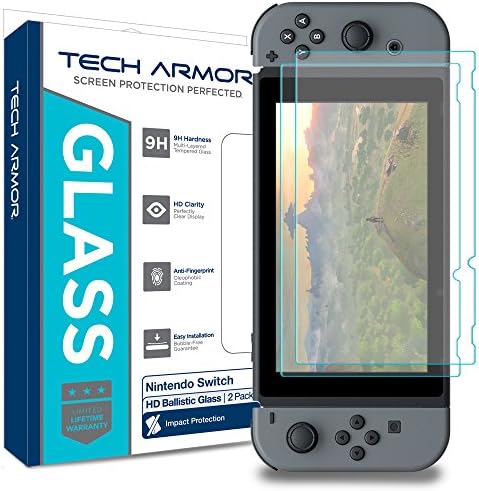 Защитно фолио от балистични стъкло Tech Броня, предназначена за Nintendo Switch 2017 Г., от Закалено стъкло, 2 опаковки