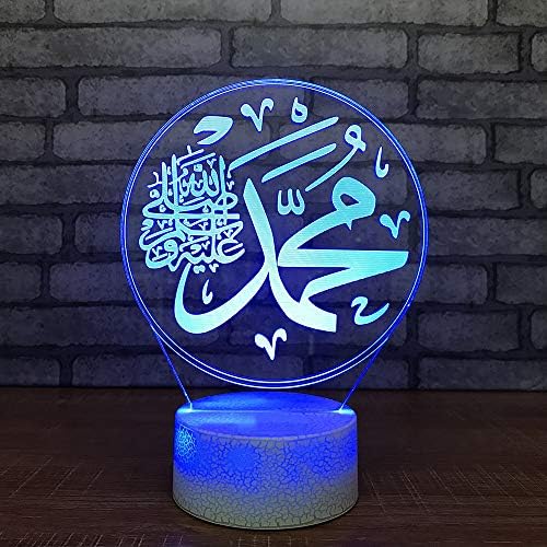 Jinnwell 3D Мюсюлманския Аллах е Ислямът Нощно Лампа Илюзията за нощна светлина в 7 цвята което променя Сензорен