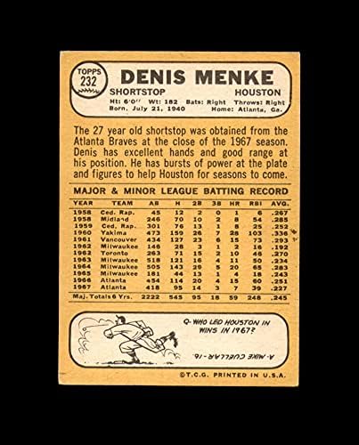 Денис Менке Подписа Автограф 1968 година Topps Houston Astros
