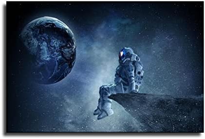 IWY Астронавт Планета Космически Звезди Плакат Декоративна Живопис на Платното за монтаж на стена Арт Хол Плакати Спалня Картина 16x24 инча (40x60 cm)