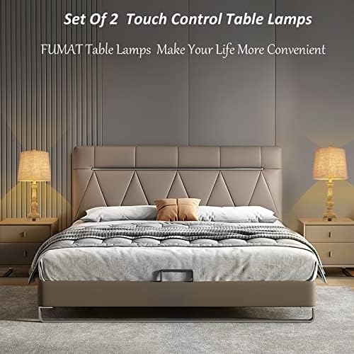 Настолна лампа FUMAT за Хол, комплект от 2 лампи, сензорен Контральт 2A + TypC USB, Модерно Нощно Шкафче за Спалня, Комплект
