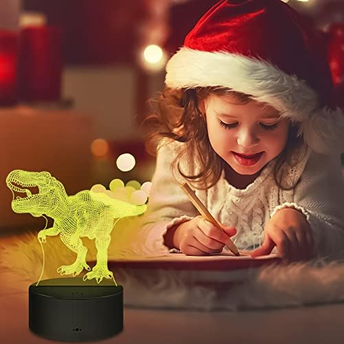 Играчки с Динозаври 3D лека нощ с Динозавром, 4 Броя, 3D Лампа с Динозавром, Играчка с 16 Промените Цвят и Дистанционно управление, Играчки с Динозаври, Подаръци, Интери?