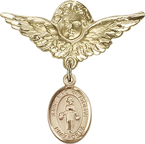 Детски икона Jewels Мания за талисман на Света Нино де Аточа и пин Ангел с крила | Детски иконата със златен