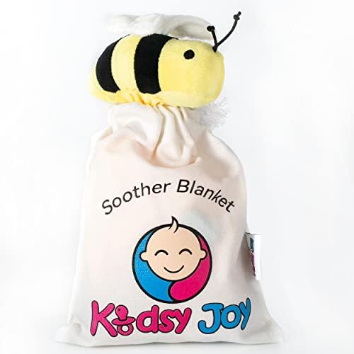 Kidsy Joy, Детска залъгалка (Сигурност) Хубаво одеяло за момичета и Момчета | Одеало с разноцветни бирками | Мека играчка за малки деца | 2 в 1 | Пчела