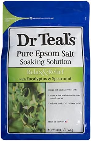 Подаръчен комплект Dr Teal's за вана с английска сол за Деня на майката (4 опаковки по 3 кг всяка) - Евкалипт и мента за спокойствие, Комфорт и спокойствие с лайка - Етеричн