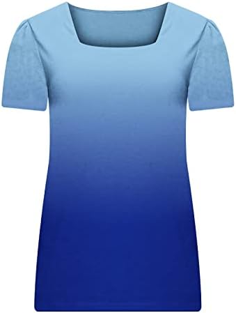 Тениски Свободно Намаляване с Градиентным Модел за Момичета, Върхове с Кръгло Деколте и Къс Ръкав, Тениски за Късна