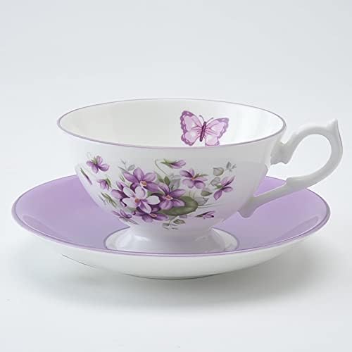 エインズレイ(Aynsley), Чаша с блюдцем за чай Ainsley ENVI0008C Преводачи Violet, Ascendz, Около 6,8 течни унции (200 мл)
