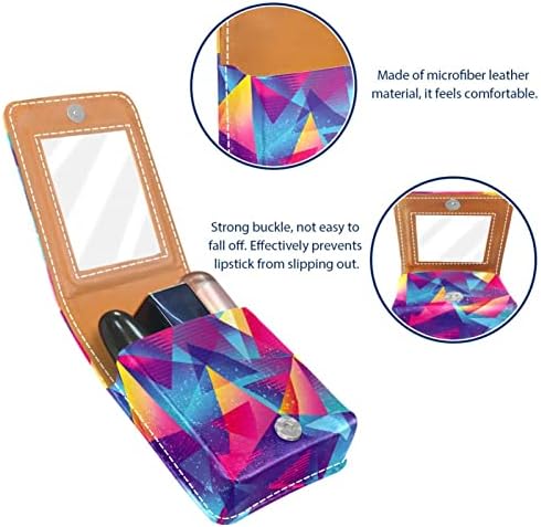 Цветове на дъгата случай червило модел на триъгълника с огледало за чантата си червило притежателя калъф подходящ за устни Блески