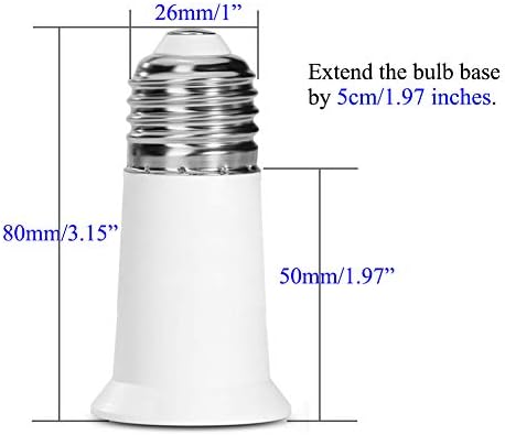 Удължителен кабел гнезда SumVibe E26, Гнездо лампи от E26 до E26, Адаптер за удължаване на гнездото 5 см/1,97 инча, 2 опаковки