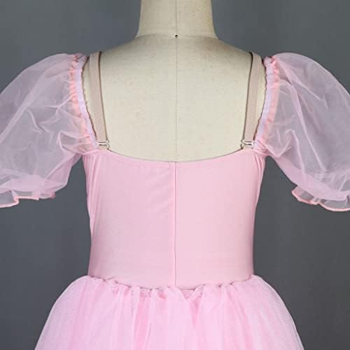 ZYZMH Романтичната Розова Балетна Танцова пакетче с Пищни ръкави за Жени, С Костюм за Изяви, Дълги Опаковки (Цвят: розов, Размер: