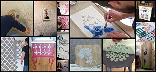 Шаблон с цвете Лотос | за многократна употреба Декор за дома, Шаблони за творчество | Боя за стени, Тъкани