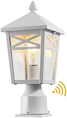 Moonlok 1-Лампа за външно осветление от здрач до Зори, Лампа за външно фонарного стълб с Прозрачни Стъкла, Светлини с черна тапицерия на вътрешен двор и градина