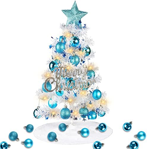 60 СМ, Мини Коледно Дърво, Изкуствено Коледно Дърво с Висящи Украшения, части за Коледната Елха, Коледна Топка, Настолна Коледно Дърво за дома, кухненски Бокс, маса за